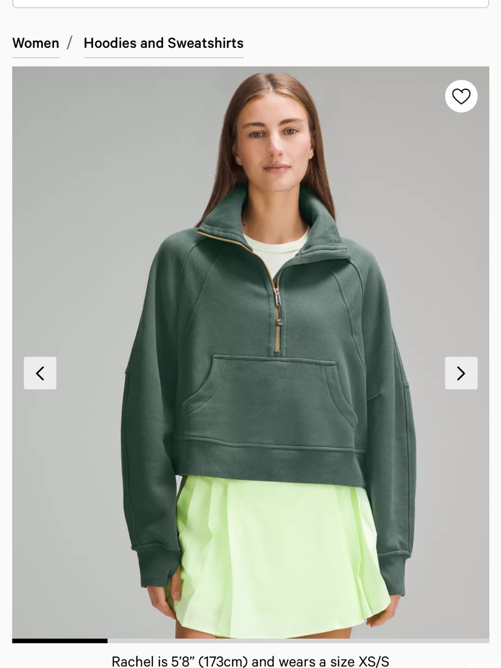 lululemon athletica Olive Green Half-Zip Funnel Neck Sweatshirt